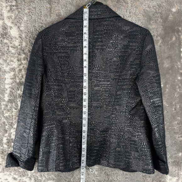 Lafayette 148 Size 8 Alpaca Wool Blend Caeer Blazer Jacket Black Gray Long Sleev - Picture 3 of 8